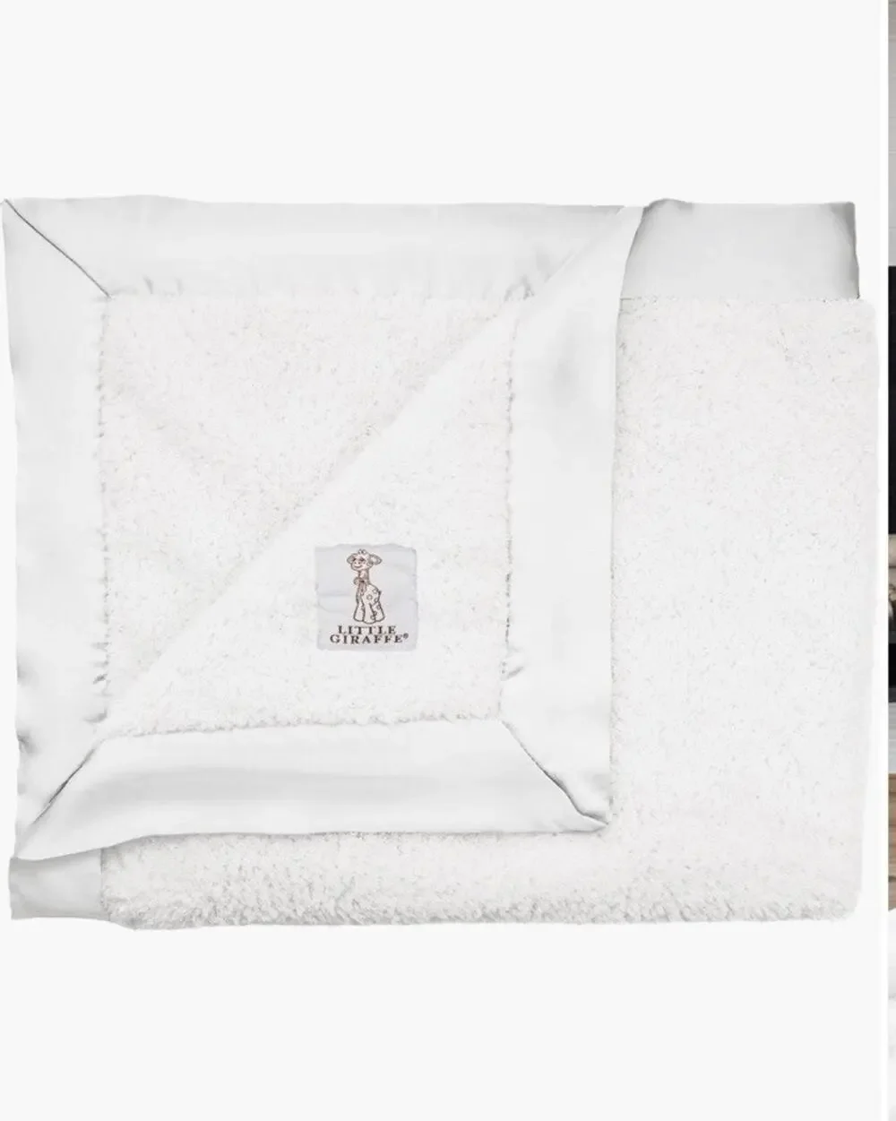 Little Giraffe Baby Blanket Cream Chenille Satin Trim 30 x 36 $79 MSRP NWT